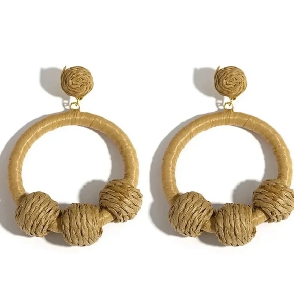 Anthropologie Jewelry - Bohemian Rustic Rattan Earrings